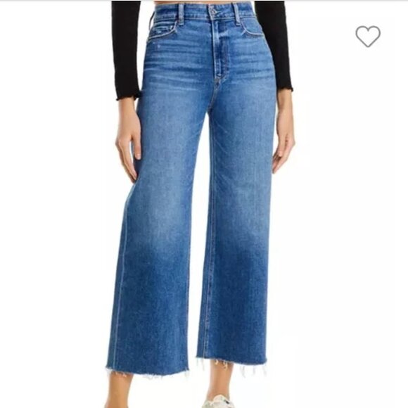 Paige Wide Leg Jeans Anessa Raw Hem Size 29 Stretch Roam - Picture 1 of 7